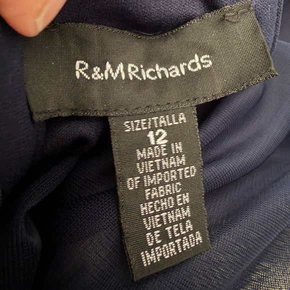 R&M Richards Navy Evening Gown Dress Size 12 Mother of the Bride Sheer - Picture 5 of 5